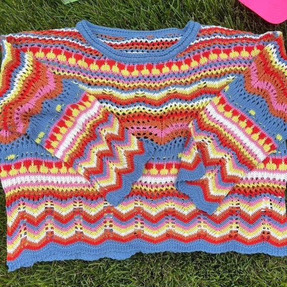 multicolor striped knit beach sweater - Picture 3 of 4